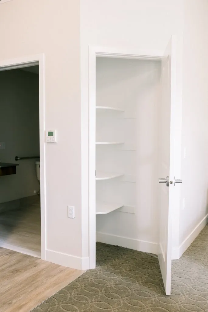 Walk-in closet with built-in storage